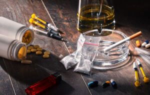 Different types of drugs resting on a table